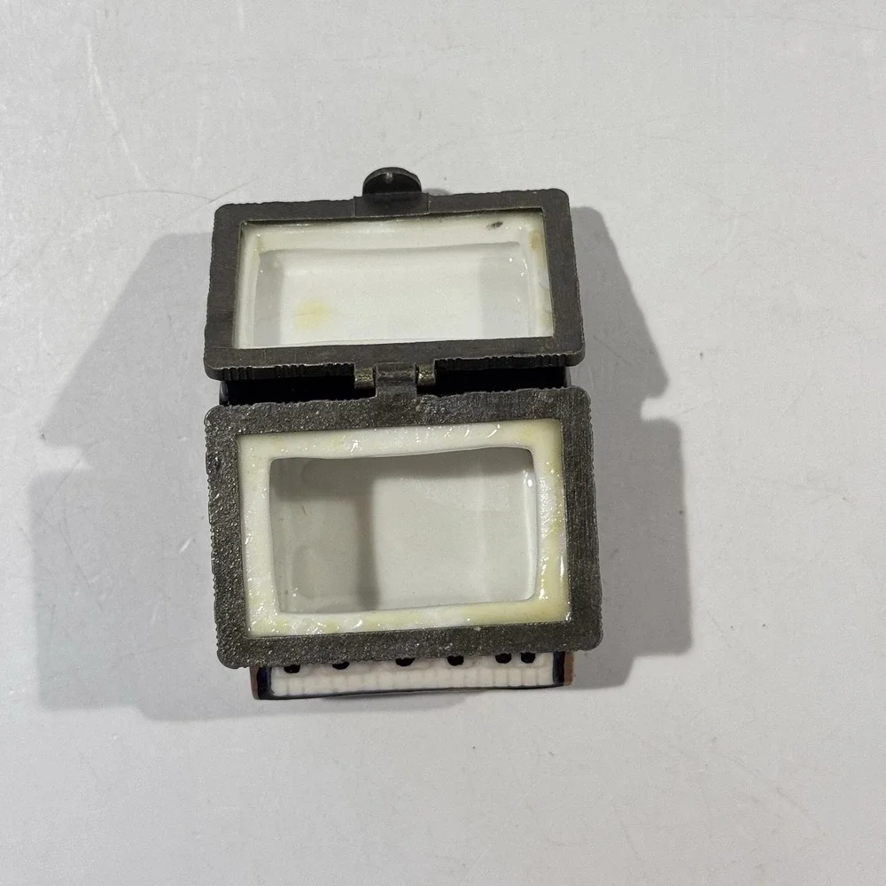 Vintage Miniature Black‎ Piano Ceramic Hinged Lid Trinket Jewelry Keepsake Box
